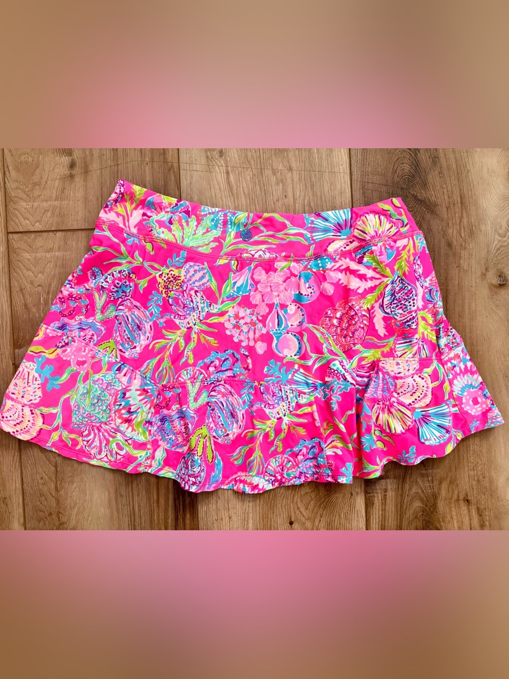 Lilly Pulitzer Hot Pink Floral Shell-Print Skater Skirt